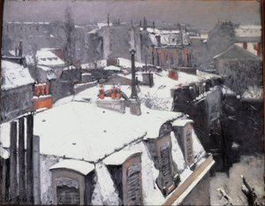 Uitzicht op daken (sneeuweffect) door Gustave Caillebotte