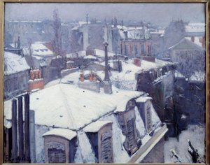 Zicht op Daken (met Sneeuw) in Parijs door Gustave Caillebotte