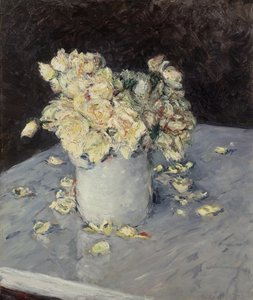 Gele rozen in een vaas door Gustave Caillebotte