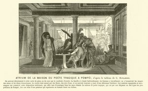 Atrium van het oude Romeinse Huis van de Tragische Dichter, Pompeii door Gustave Clarence Rodolphe Boulanger