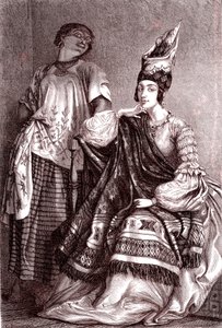 Signare, de mulat-franse Afrikaanse vrouwen in de stad Saint Louis, Senegal. 1861 door Gustave Clarence Rodolphe Boulanger