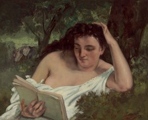 Een Jonge Vrouw Leest, c. 1866-1868 door Gustave Courbet