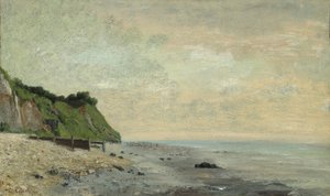 Kliffen aan de Zeekust: Klein Strand, Zonsopgang door Gustave Courbet