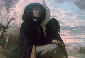 Courbet met zijn zwarte hond door Gustave Courbet