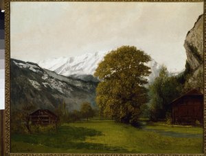 Landschap in Interlaken, Zwitserland door Gustave Courbet