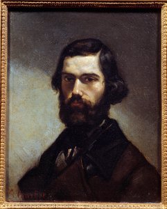Portret van Jules Valles (1832-1885) schrijver, journalist en politicus door Gustave Courbet