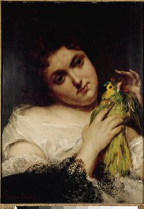 Portret van een dame met een papegaai