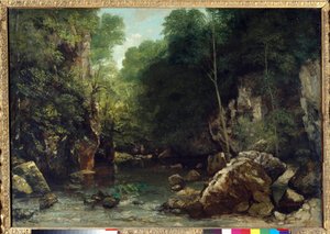 De bedekte stroom, bekend als de ingang van de Vallee du Puits-Noir, Doubs: Effect van schemering