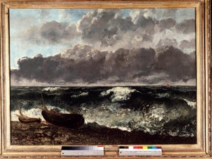 De stormachtige zee zegt de golf. Schilderij door Gustave Courbet (1819-1877) door Gustave Courbet