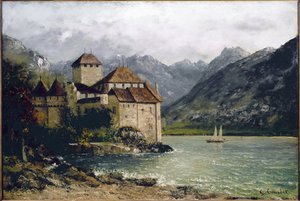 Uitzicht op het kasteel van Chillon aan het Meer van Genève