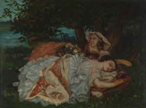 Jonge Dames aan de Oever van de Seine, voor 1857 door Gustave Courbet
