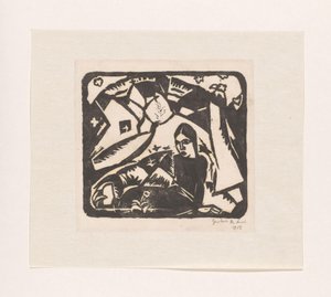 Zittende vrouw in een landschap door Gustave De Smet (signed by artist)