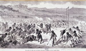 Een balspel bij de Choctaw Indianen - gravure door Gustave Doré door Gustave Dore