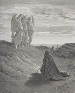 Abraham en de drie engelen, illustratie uit Dore