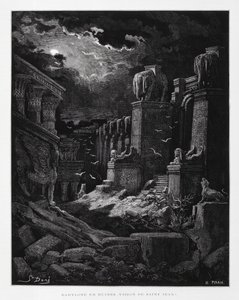 Babylon in puin (visioen van Johannes de Doper), Illustratie uit de Dore Bijbel door Gustave Dore