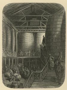 Brouwerijarbeiders in het magazijn door Gustave Dore