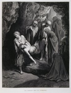 Christus naar het graf gebracht, Illustratie uit de Dore Bijbel door Gustave Dore