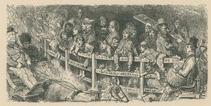 Menigte kijkt naar wagenrennen door Gustave Dore
