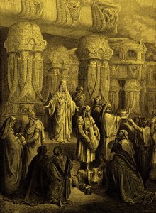 Cyrus herstelt de vaten naar de tempel - Bijbel door Gustave Dore