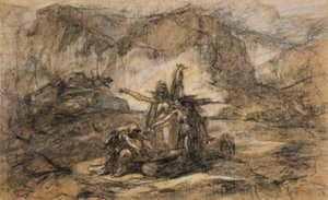 De drie heksen uit Shakespeares Macbeth door Gustave Dore