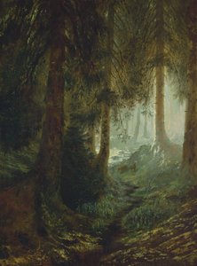 Herten in een boslandschap
