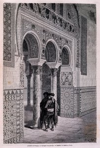 Detail van de Arcade van het Alcazar in Sevilla - door Doré, in "Tour du Monde", 2e semester 1866. door Gustave Dore
