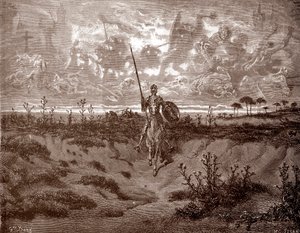 Don Quichot vertrekt op zijn avonturen door Gustave Dore