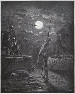 Don Quichot waakt over zijn wapens - uit "Don Quichot de la Mancha" door Miguel Cervantes door Gustave Dore