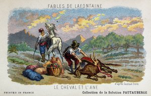 Fabel van Lafontaine: het paard en de ezel volgens Gustave Doré door Gustave Dore