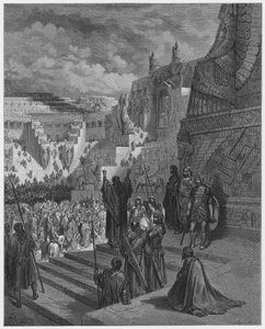 Gustave Doré Bijbel: Artaxerxes verleent vrijheid aan de Joden door Gustave Dore