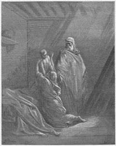 Gustave Dore Bijbel: Elia wekt de zoon van de weduwe van Zarefat op door Gustave Dore