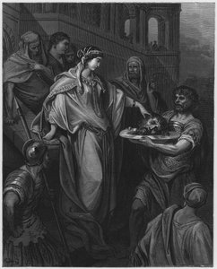 De dochter van Herodes ontvangt het hoofd van Johannes de Doper