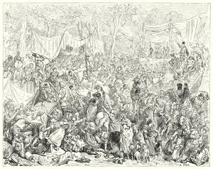 Aankomst van Don Quichot op de bruiloft van Camacho en Quiteria (gravure) door Gustave Dore
