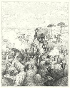 Don Quichot van Gustave Doré: "Hij viel het eskadron schapen aan" door Gustave Dore