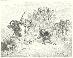 De dwaas van het toneel kwam op met zijn morrische bellen door Gustave Dore