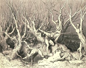 Haast nu, riep de voorste, haast je nu dood! door Gustave Dore