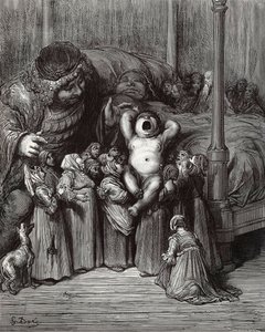 Illustratie bij het boek Gargantua en Pantagruel van Rabelais, 1854 door Gustave Dore