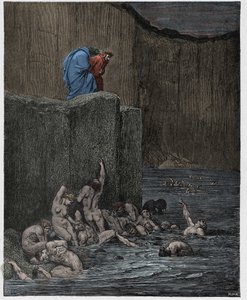 Inferno, Canto 18: Hoeren en vleiers in de achtste cirkel, illustratie uit "De Goddelijke Komedie" door Dante Alighieri, 1885 door Gustave Dore