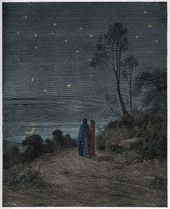 Inferno, Canto 2: De donker wordende lucht van de eerste nacht, illustratie uit "De Goddelijke Komedie" door Dante Alighieri, 1885 door Gustave Dore