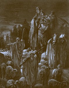Jacob reist naar Egypte, door Doré - Bijbel door Gustave Dore