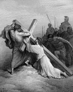 Jezus valt onder het kruis - Bijbel