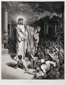 Jezus gepresenteerd aan het volk tijdens zijn proces, Illustratie uit de Dore Bijbel door Gustave Dore