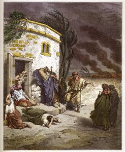 Job hoort van zijn ondergang - gravure in De geïllustreerde Bijbel door Gustave Dore - Gravure uit De Dore Bijbel door Gustave Dore