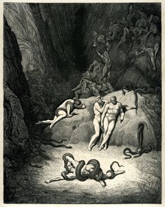 De Hel (La divina commedia) door Dante Alighieri geïllustreerd door Gustave Dore. Editie Hachette 1861. Franse vertaling door Pier-Angelo Fiorentino