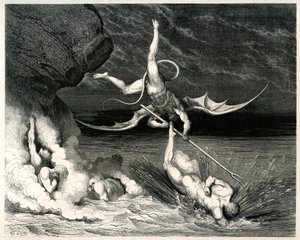 De Hel (La divina commedia) door Dante Alighieri geïllustreerd door Gustave Dore. Editie Hachette 1861 - Demon - Franse vertaling door Pier-Angelo Fiorentino.... Si mosse, e grido: Tu se 