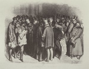 La Coulisse de la Bourse door Gustave Dore