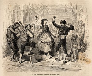 La jota aragonesa, koorzang en koppeldans van Aragon, beoefend tijdens alle populaire en religieuze festiviteiten, teksten over het thema liefde, soms grotesk of triviaal, deze volksliederen worden herhaald door middel van pliegos, kleine supplementen
