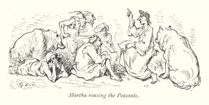 Martha die de boeren oproept (gravure) door Gustave Dore