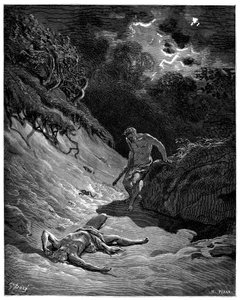 Moord op Abel door Kaïn - Illustratie van Gustave Doré voor de Bijbel door Gustave Dore