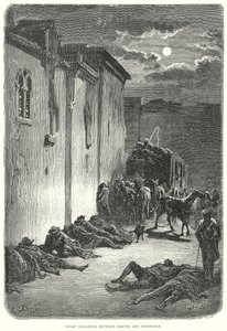 Nachtelijke vlijt tussen Gerona en Perpignan (gravure) door Gustave Dore